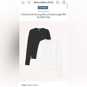 2-Pack Essential Long-Sleeve Featherweight Rib Tuckable Tops (Abercrombie)